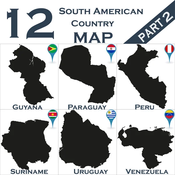 Conjunto de países sul-americanos —  Vetores de Stock