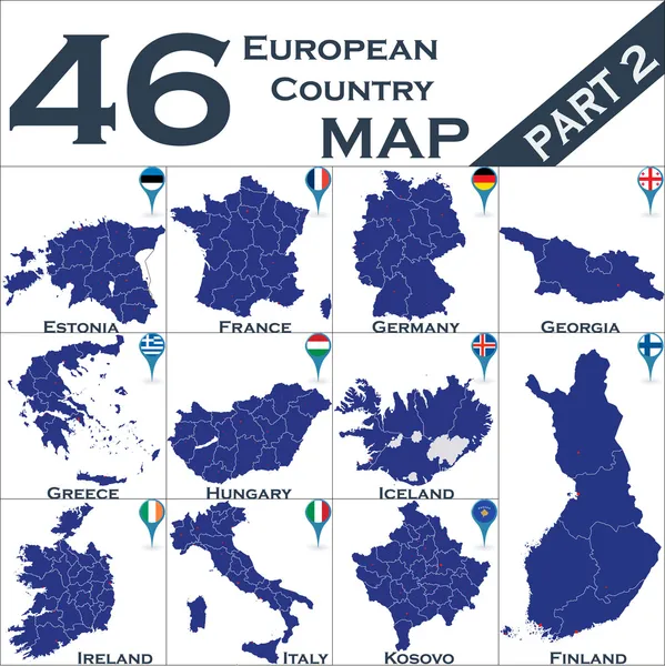 Kaarten van Europees land — Stockvector