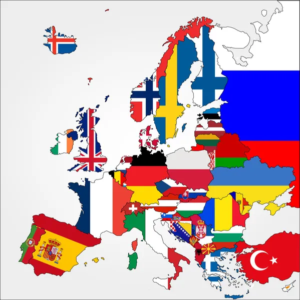 Carte d'Europe avec drapeaux — Image vectorielle