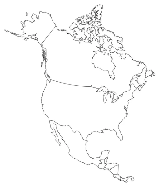 北アメリカの盲目の地図. — ストックベクタ