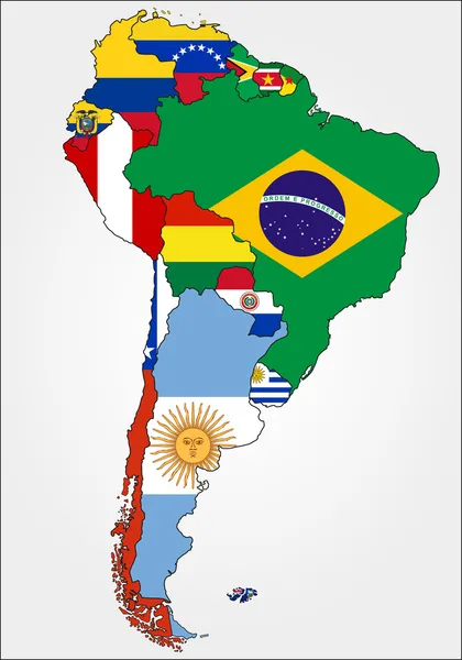 South America Map With Flags. — Stock Vector