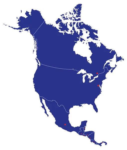 Nord America Mappa Silhouette — Vettoriale Stock