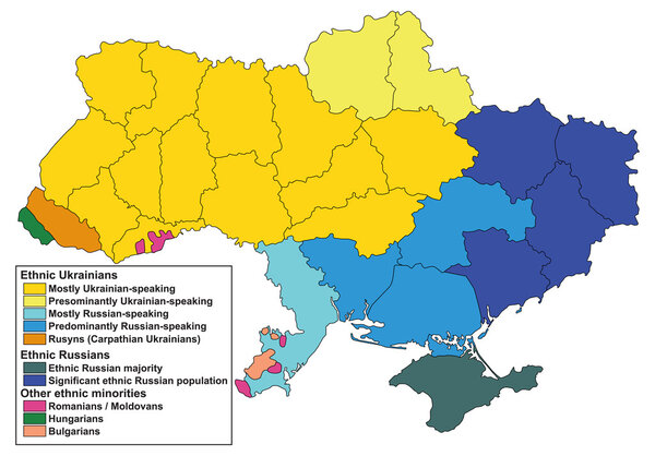 Ethnic map of Ukraine.
