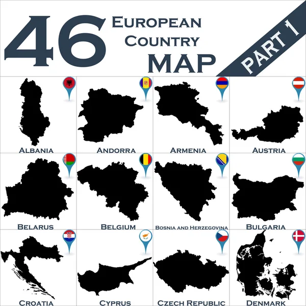 欧洲国家的地图 — 图库矢量图片