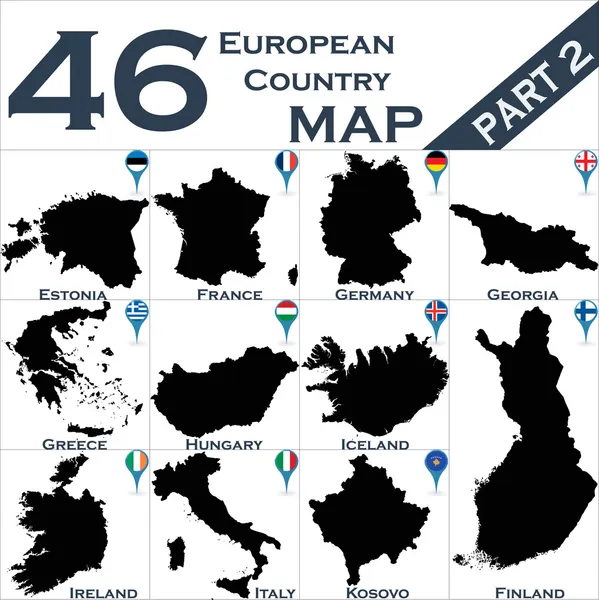 Mapas del país europeo — Archivo Imágenes Vectoriales