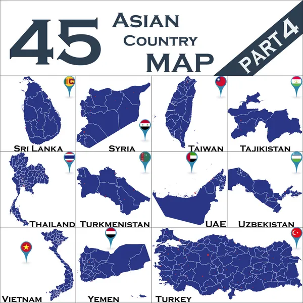 Mapas del país asiático — Vector de stock