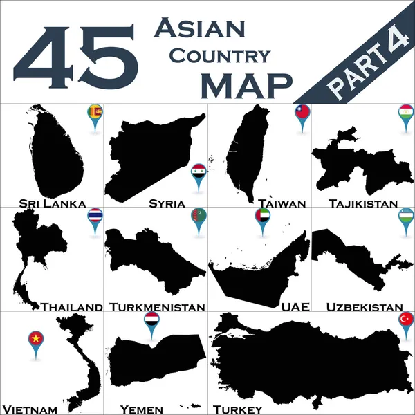 Mapas del país asiático — Vector de stock