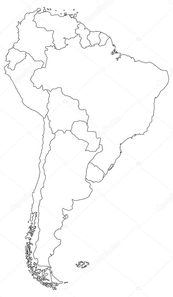 Slepá mapa jižní Ameriky. Stock Vector od © delpieroo 51647407