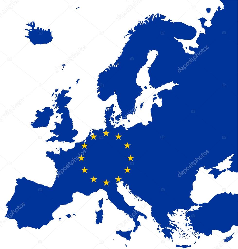 Europe Map With European Union Flag.