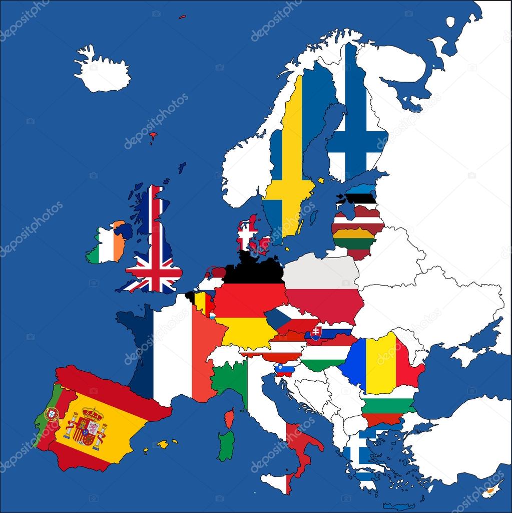 Europe map with the European Union member