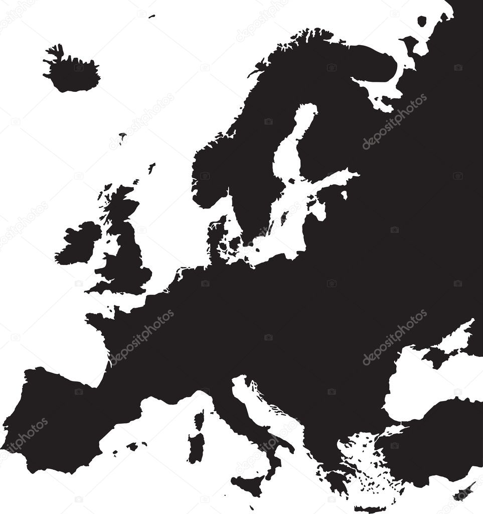 Europe Map Silhouette.