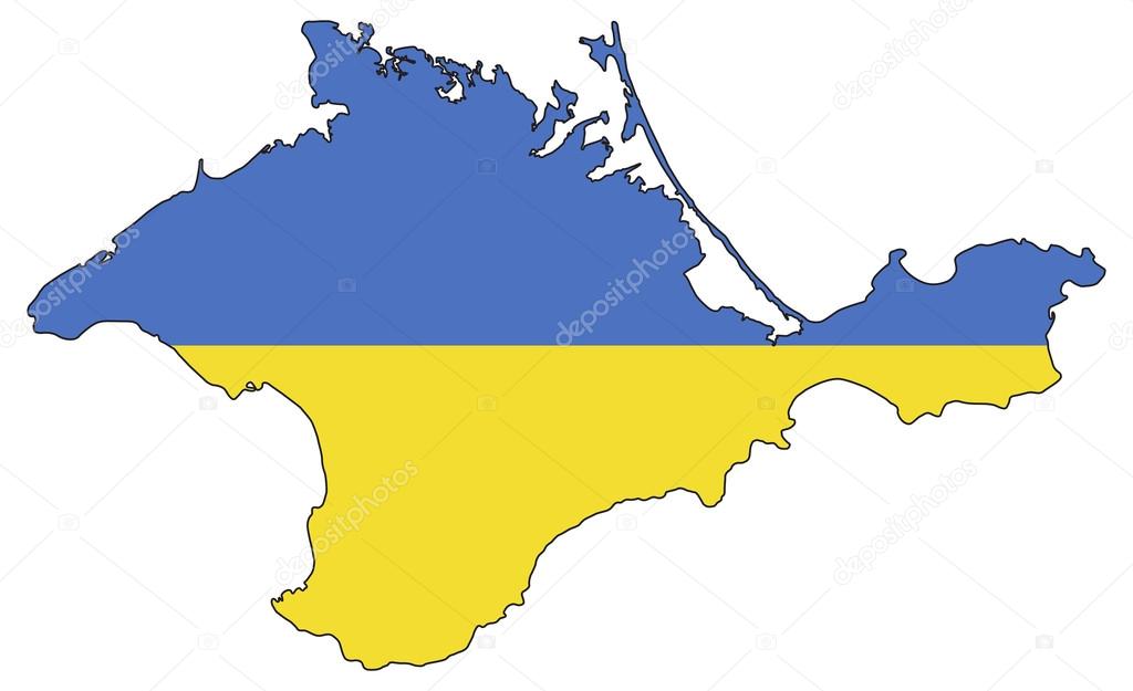 Crimea peninsula with Ukrainian flag