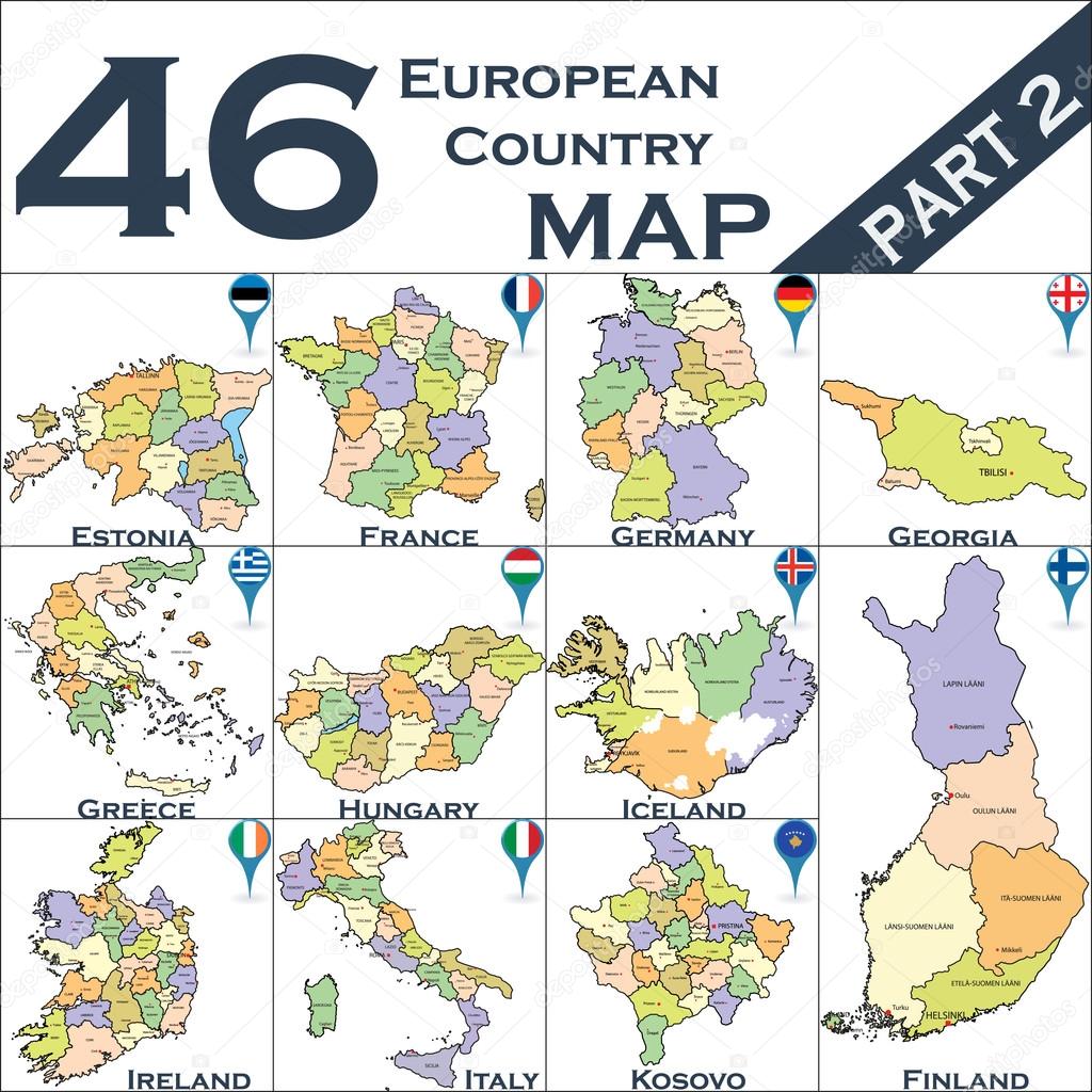 European political map set