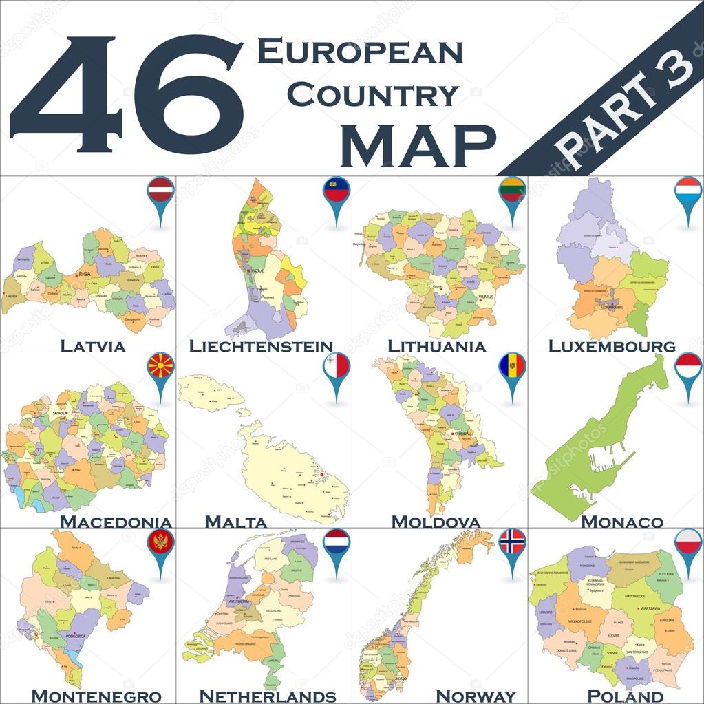 European political map set