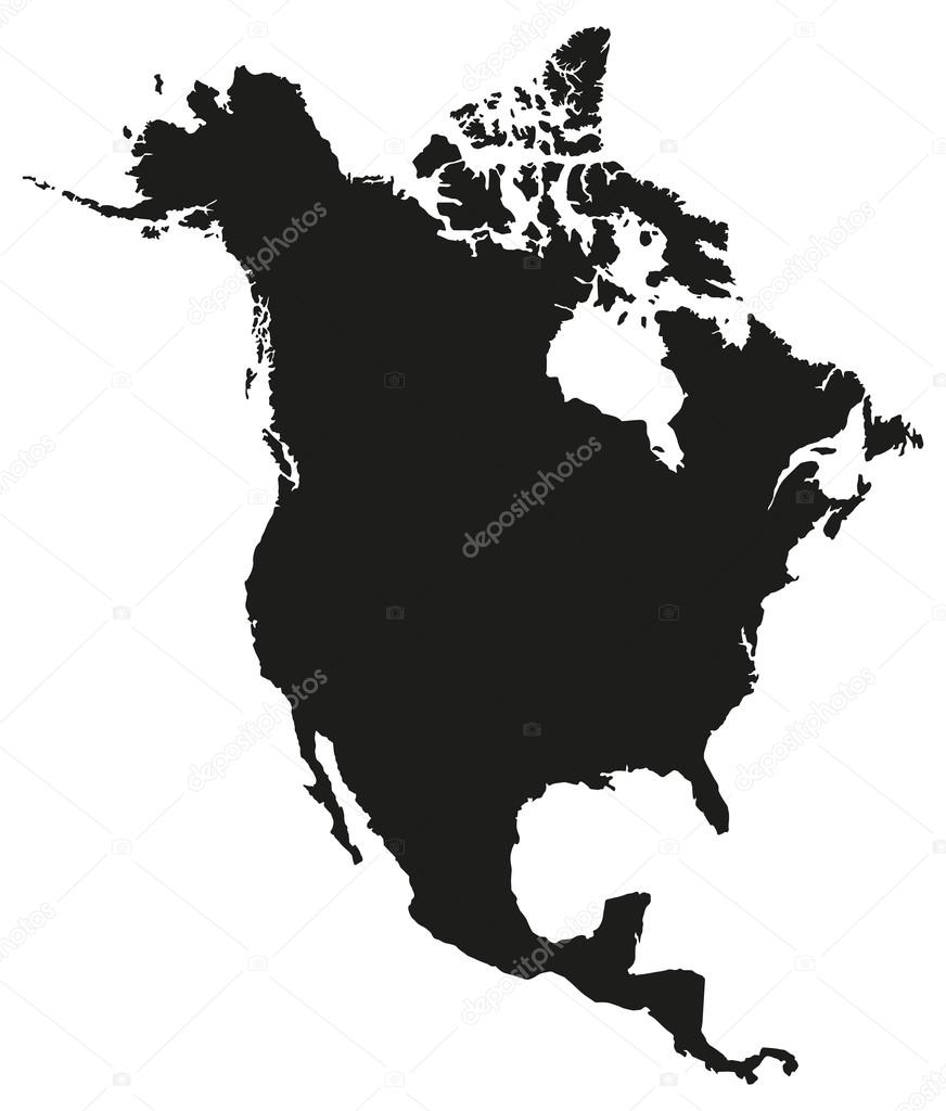 North America Map Silhouette.