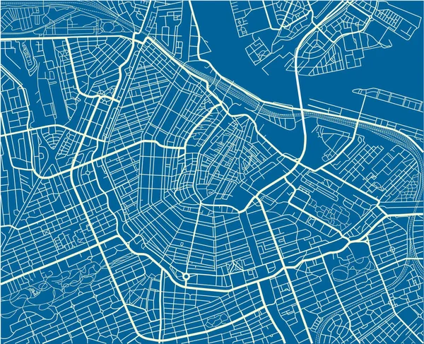 Mapa Cidade Vetorial Azul Branco Amsterdã Com Camadas Separadas Bem — Vetor de Stock