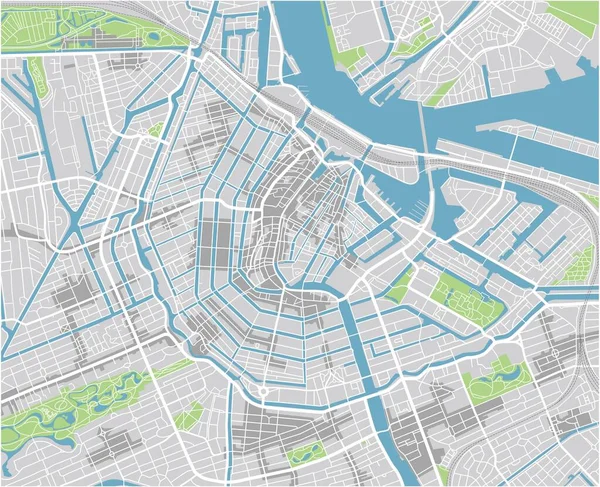 Mapa Cidade Vector Amsterdã Com Camadas Separadas Bem Organizadas — Vetor de Stock