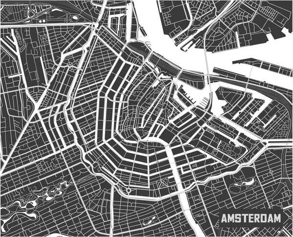 Minimalistisches Amsterdam Stadtplan Plakatdesign — Stockvektor