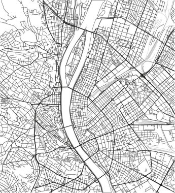 Budapeşte 'nin siyah-beyaz şehir haritası iyi organize edilmiş ayrı katmanlarla.