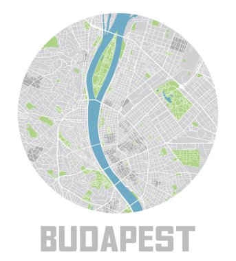 Minimalist Budapeşte şehir haritası simgesi.