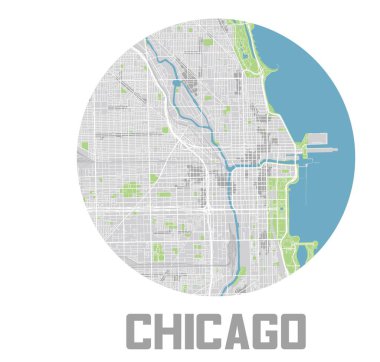Minimalist Chicago şehir haritası simgesi.