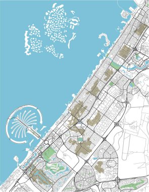 Renkli Dubai vektör şehir haritası.