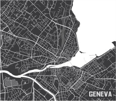 Minimalist Cenevre şehir haritası poster tasarımı.