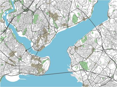 Renkli İstanbul vektör şehir haritası