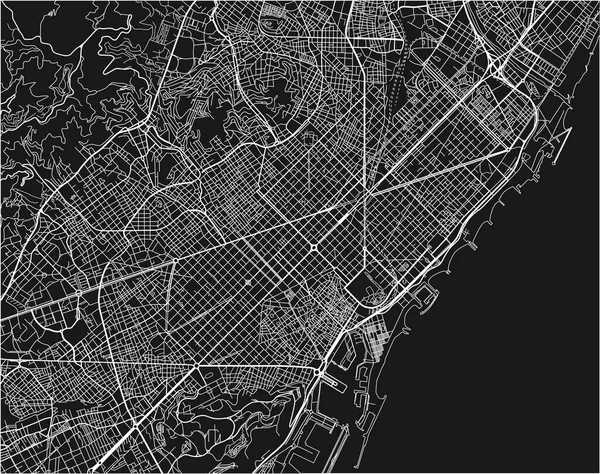 Mapa Barcelona Vector Blanco Negro Con Capas Separadas Bien Organizadas — Vector de stock