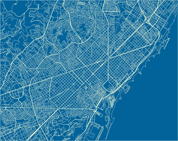 Mapa Ciudad Vector Azul Blanco Barcelona Con Capas Separadas Bien — Vector de stock