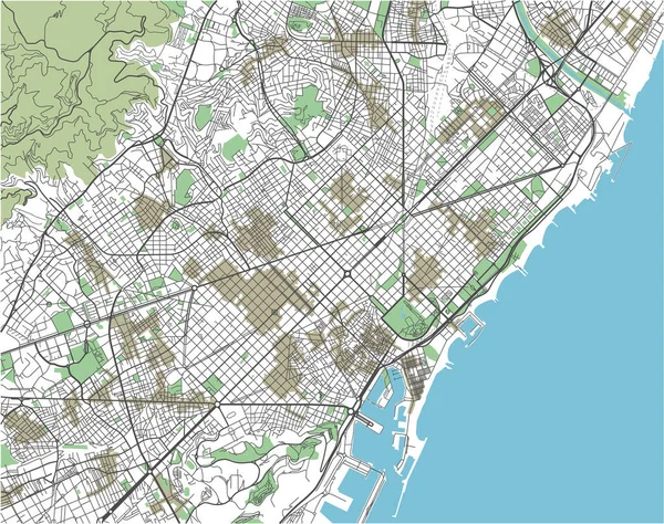 Mapa Colorido Cidade Vetorial Barcelona — Vetor de Stock