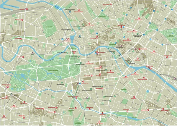 Vektorová Mapa Berlína Dobře Uspořádanými Oddělenými Vrstvami — Stockový vektor