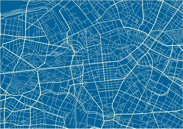 Mapa Berlín Vectorial Azul Blanco Con Capas Separadas Bien Organizadas — Vector de stock