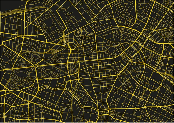 Mapa Cidade Vetorial Preto Amarelo Berlim Com Camadas Separadas Bem — Vetor de Stock
