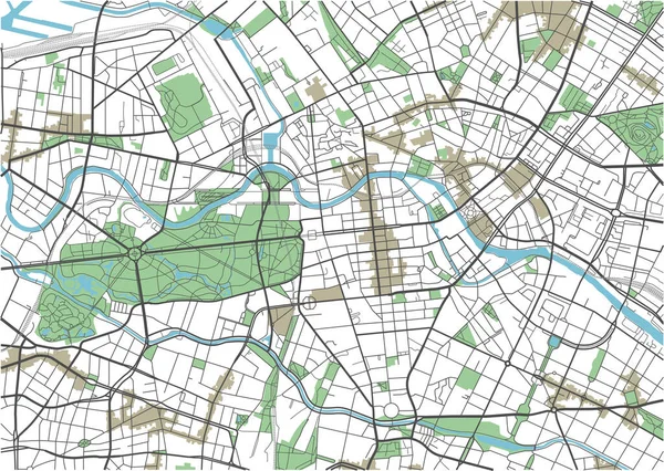 Πολύχρωμο Βερολίνο Διάνυσμα Χάρτη Της Πόλης — Διανυσματικό Αρχείο