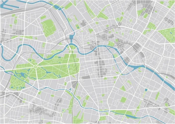Vektor Stadtplan Von Berlin Mit Gut Organisierten Getrennten Ebenen — Stockvektor