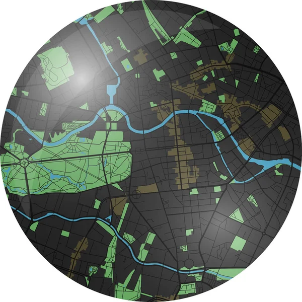 Mapa Vectorial Berlín Con Colores Oscuros — Vector de stock