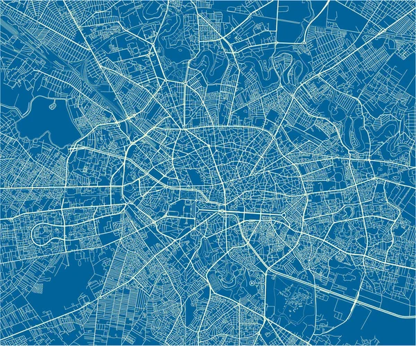 よく組織された分離された層とブカレストの青と白のベクトル都市マップ — ストックベクタ