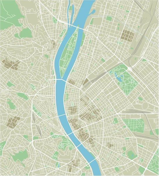 Векторная Карта Города Будапешта Хорошо Организованными Разделенными Дарителями — стоковый вектор