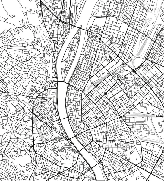 Budapeşte 'nin siyah-beyaz şehir haritası iyi organize edilmiş ayrı katmanlarla.