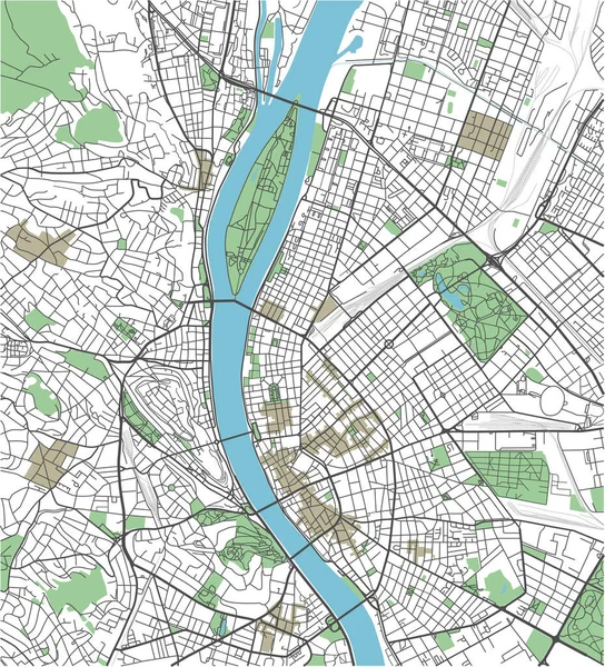 Красочная Векторная Карта Будапешта — стоковый вектор