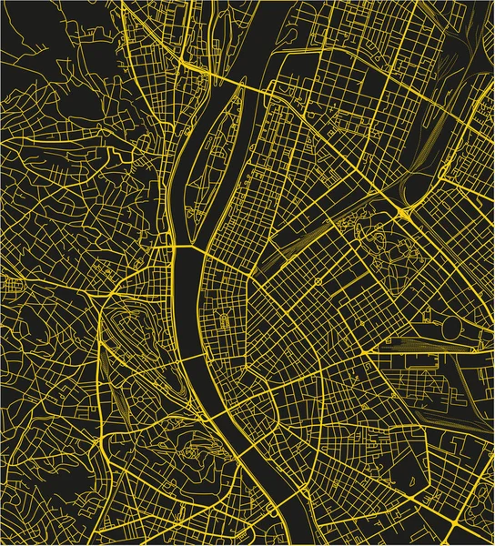 Mapa Cidade Vetorial Preto Amarelo Budapeste Com Camadas Separadas Bem — Vetor de Stock