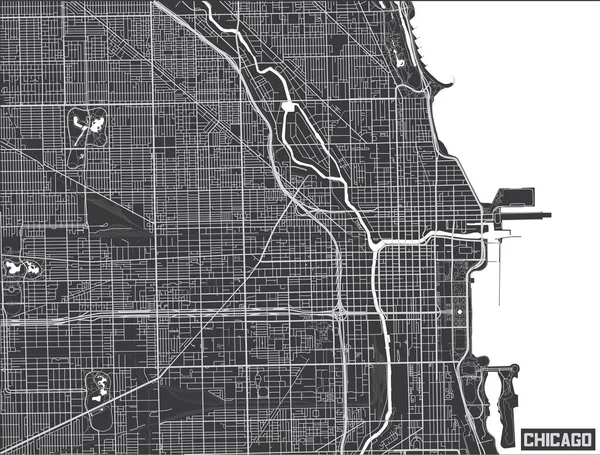 Minimalist Chicago Şehir Haritası Poster Tasarımı — Stok Vektör