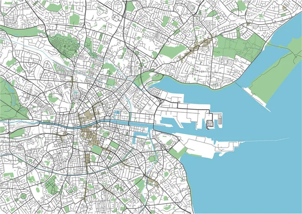 カラフルなダブリン市地図 — ストックベクタ