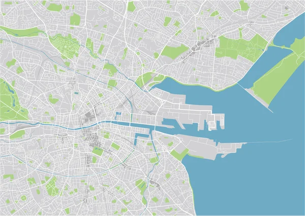 Mapa Cidade Vector Dublin Com Camadas Separadas Bem Organizadas — Vetor de Stock