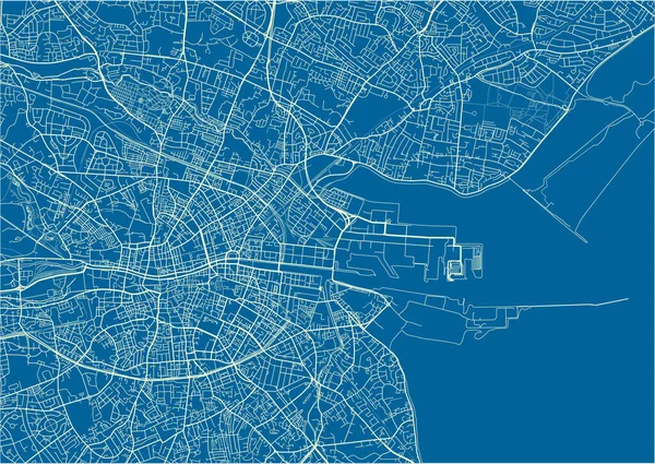 Dublin Mavi Beyaz Vektör Şehir Haritası Iyi Organize Edilmiş Ayrı — Stok Vektör