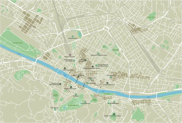 Vektor Stadtplan Von Florenz Mit Gut Organisierten Getrennten Ebenen — Stockvektor