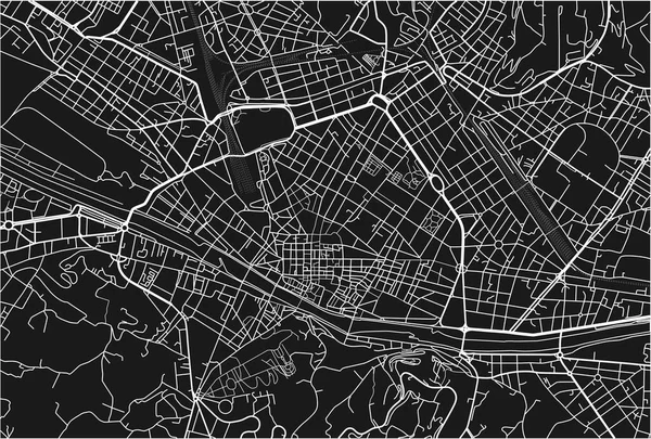 Черно Белая Векторная Карта Флоренции Хорошо Организованными Разделенными Слоями — стоковый вектор