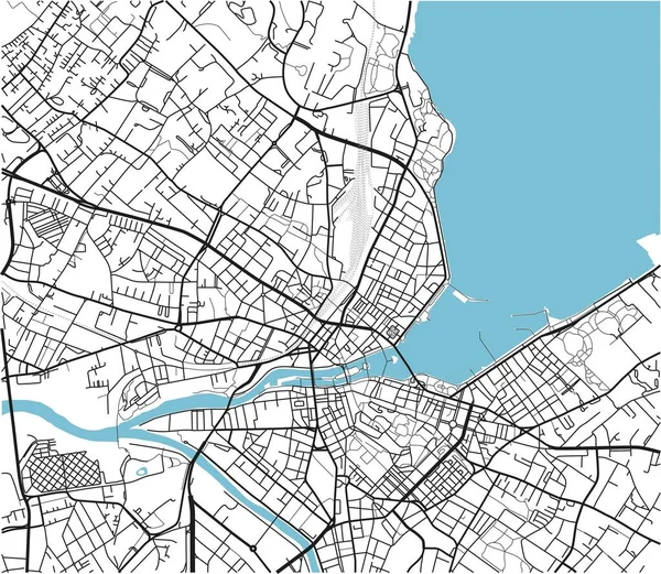 よく組織された分離層とジュネーブの黒と白のベクトル都市地図 — ストックベクタ