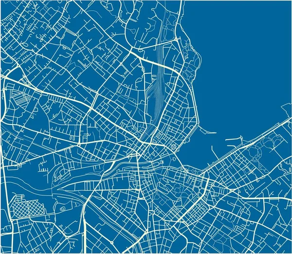 Blå Och Vit Vektor Stadskarta Över Genève Med Välorganiserade Separerade — Stock vektor